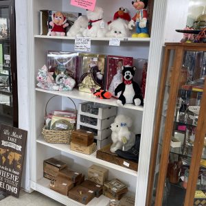 Very large white shelf display case