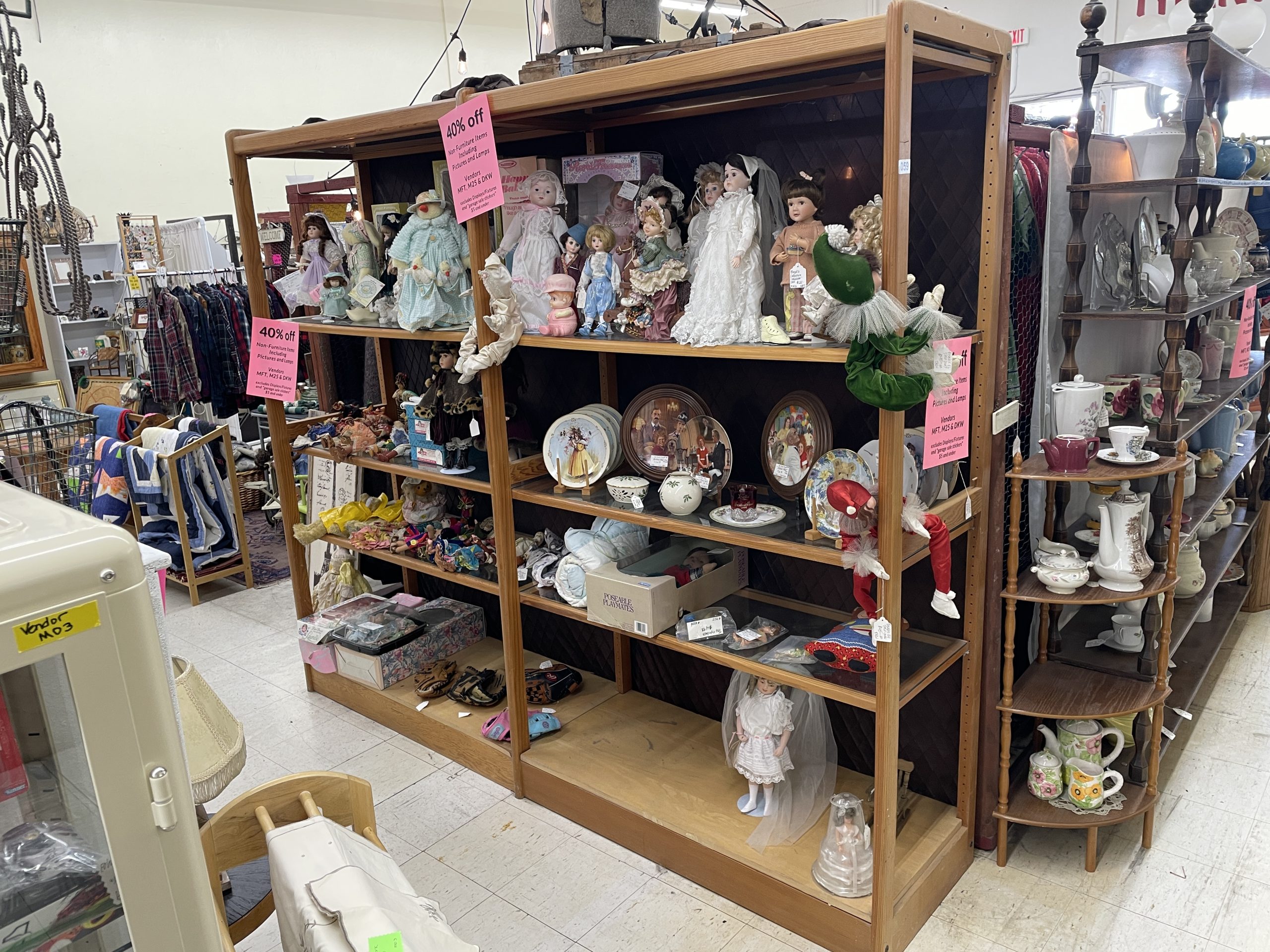 Very large wood and glass display shelf