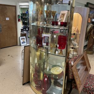 Retro Curved gold and glass display case