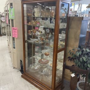Wood and glass front slide display case