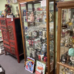 Beautiful oak display case with beveled glass
